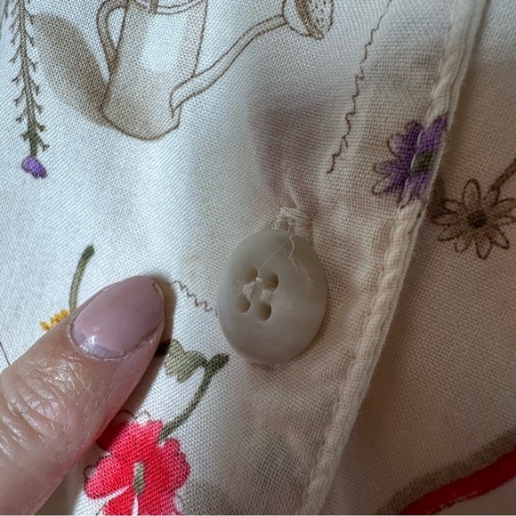 Vintage David Brooks Women's Top 10 Short Sleeve Floral Garden Button Sunflower - Picture 4 of 8